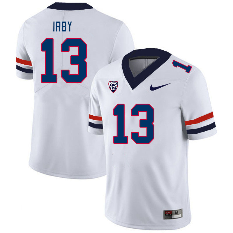 Men #13 Martell Irby Arizona Wildcats College Football Jerseys Stitched-White - Click Image to Close